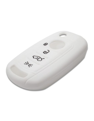Guscio in Silicone Cover Chiave per Telecomando Fiat 500 500X Tipo 4 Tasti Bianco