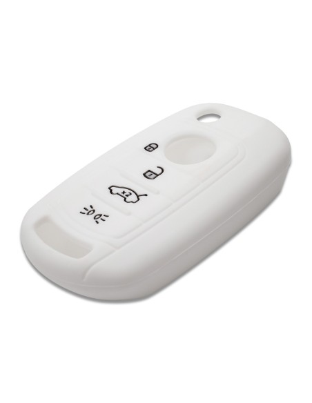 Guscio in Silicone Cover Chiave per Telecomando Fiat 500 500X Tipo 4 Tasti Bianco