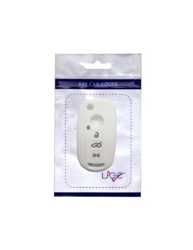 Guscio in Silicone Cover Chiave per Telecomando Fiat 500 500X Tipo 4 Tasti Bianco