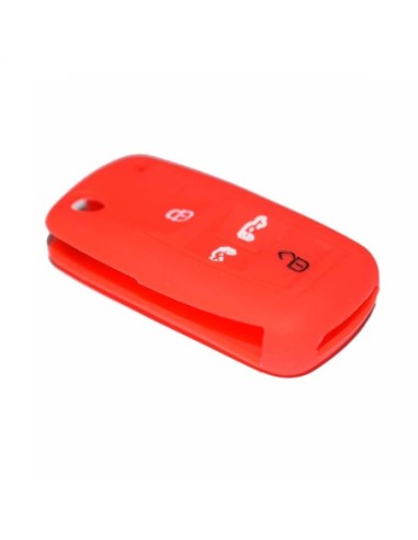 Guscio in Silicone Cover Chiave per Telecomando Volkswagen Seat Skoda Portachiave Rosso VW Golf 7 Sharan Caravelle Transporter Caddy Seat Alhambra Leon Ibiza Skoda Yeti Octavia Superb Rapid