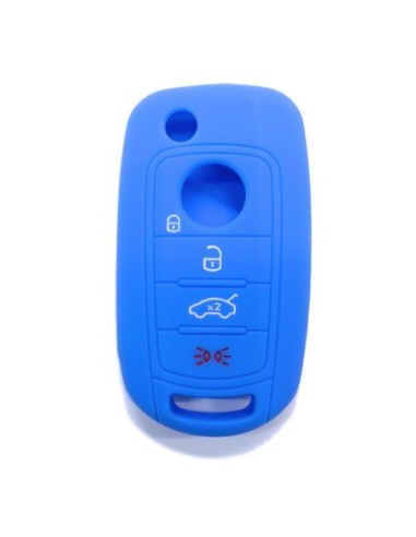 Guscio in Silicone Cover Chiave per Telecomando Fiat 500 500X Tipo 4 Tasti Blu