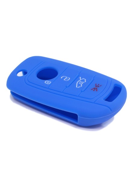 Guscio in Silicone Cover Chiave per Telecomando Fiat 500 500X Tipo 4 Tasti Blu