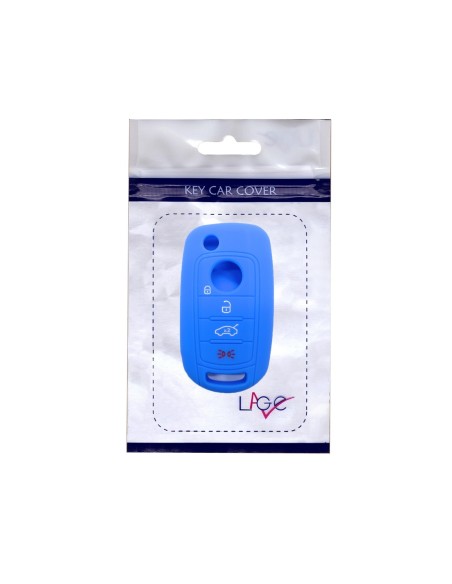 Guscio in Silicone Cover Chiave per Telecomando Fiat 500 500X Tipo 4 Tasti Blu