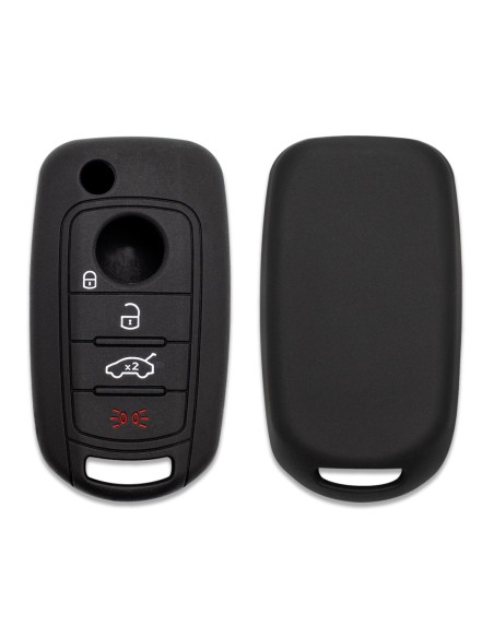 Guscio in Silicone Cover Chiave per Telecomando Fiat 500 500X Tipo 4 Tasti Nero