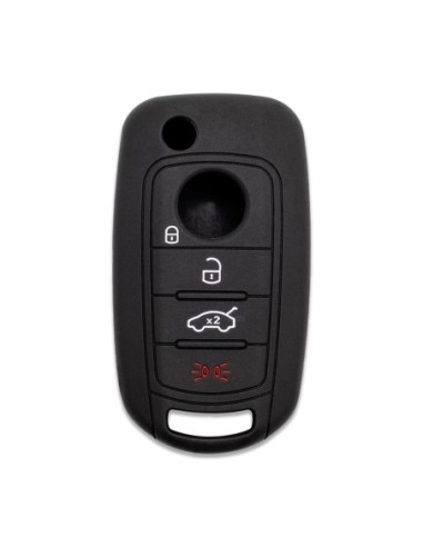 Guscio in Silicone Cover Chiave per Telecomando Fiat 500 500X Tipo 4 Tasti Nero