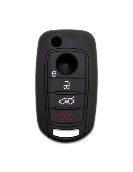 Guscio in Silicone Cover Chiave per Telecomando Fiat 500 500X Tipo 4 Tasti Nero