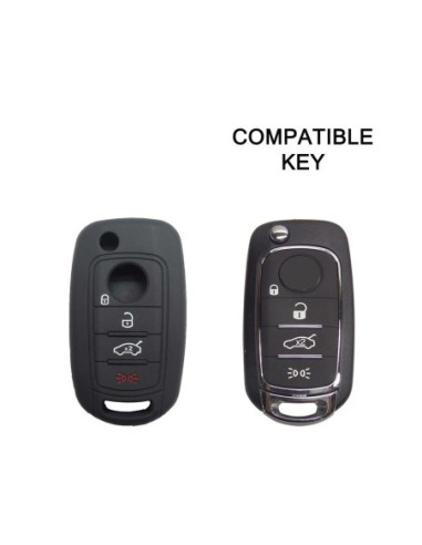 Guscio in Silicone Cover Chiave per Telecomando Fiat 500 500X Tipo 4 Tasti Nero