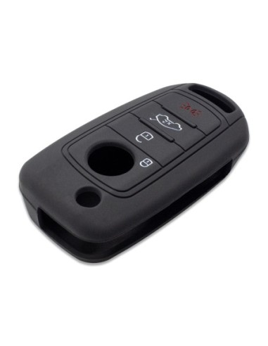 Guscio in Silicone Cover Chiave per Telecomando Fiat 500 500X Tipo 4 Tasti Nero