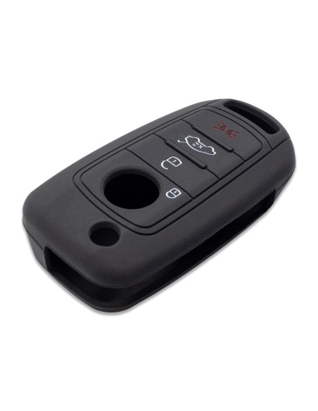 Guscio in Silicone Cover Chiave per Telecomando Fiat 500 500X Tipo 4 Tasti Nero