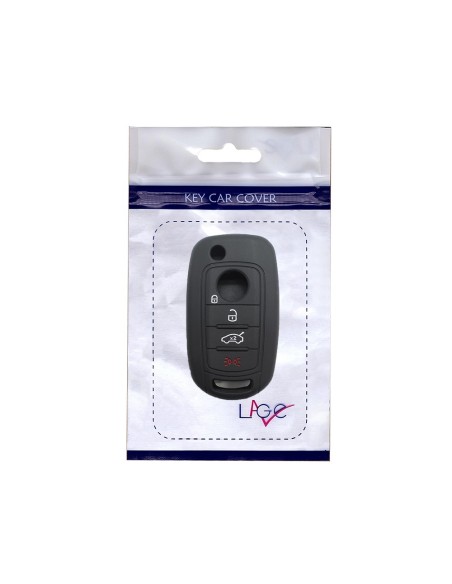 Guscio in Silicone Cover Chiave per Telecomando Fiat 500 500X Tipo 4 Tasti Nero