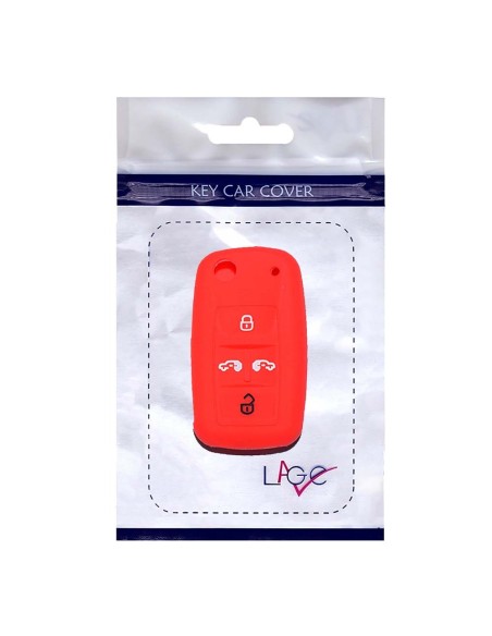 Guscio in Silicone Cover Chiave per Telecomando Volkswagen Seat Skoda Portachiave Rosso VW Golf 7 Sharan Caravelle Transporter Caddy Seat Alhambra Leon Ibiza Skoda Yeti Octavia Superb Rapid