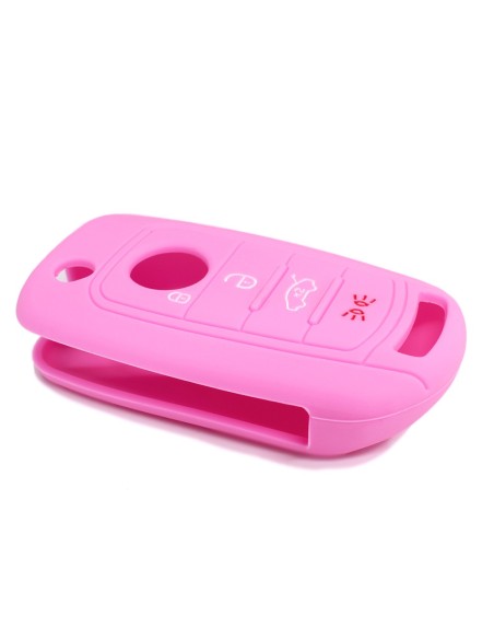 Guscio in Silicone Cover Chiave per Telecomando Fiat 500 500X Tipo 4 Tasti Rosa