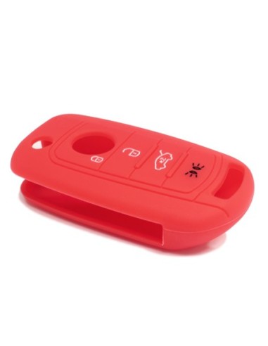 Guscio in Silicone Cover Chiave per Telecomando Fiat 500 500X Tipo 4 Tasti Rosso