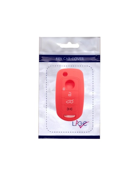 Guscio in Silicone Cover Chiave per Telecomando Fiat 500 500X Tipo 4 Tasti Rosso