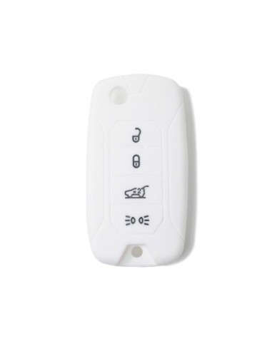 Guscio in Silicone Cover Chiave per Telecomando Jeep Renegade Cherokee 4 Tasti Bianco