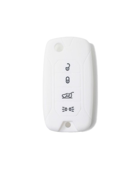 Guscio in Silicone Cover Chiave per Telecomando Jeep Renegade Cherokee 4 Tasti Bianco