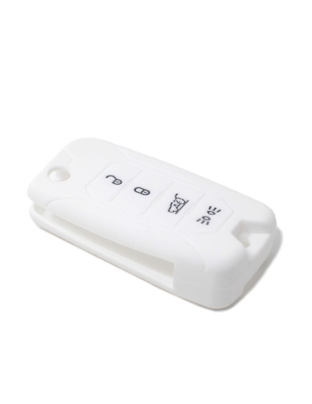 Guscio in Silicone Cover Chiave per Telecomando Jeep Renegade Cherokee 4 Tasti Bianco