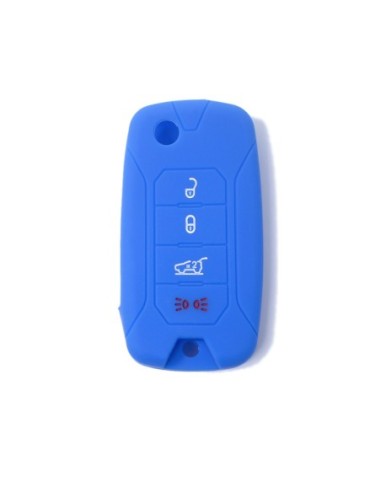 Guscio in Silicone Cover Chiave per Telecomando Jeep Renegade Cherokee 4 Tasti Blu