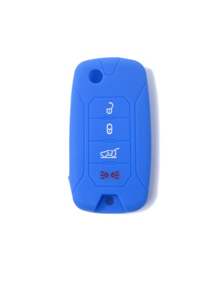 Guscio in Silicone Cover Chiave per Telecomando Jeep Renegade Cherokee 4 Tasti Blu