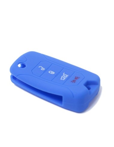 Guscio in Silicone Cover Chiave per Telecomando Jeep Renegade Cherokee 4 Tasti Blu