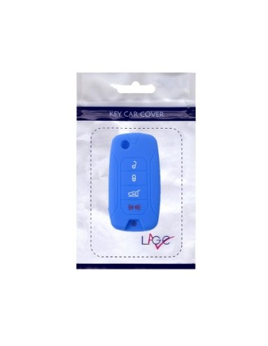 Guscio in Silicone Cover Chiave per Telecomando Jeep Renegade Cherokee 4 Tasti Blu
