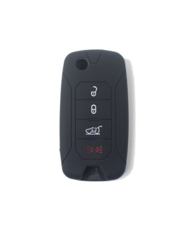 Guscio in Silicone Cover Chiave per Telecomando Jeep Renegade Cherokee 4 Tasti Nero