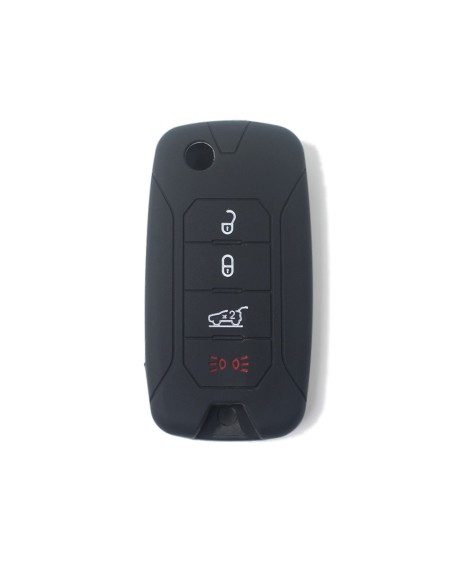 Guscio in Silicone Cover Chiave per Telecomando Jeep Renegade Cherokee 4 Tasti Nero