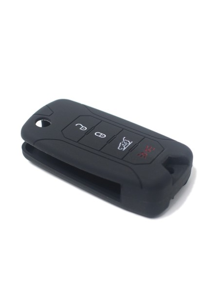 Guscio in Silicone Cover Chiave per Telecomando Jeep Renegade Cherokee 4 Tasti Nero