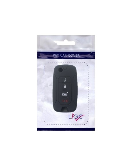Guscio in Silicone Cover Chiave per Telecomando Jeep Renegade Cherokee 4 Tasti Nero