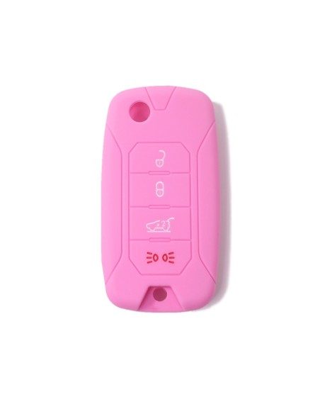 Guscio in Silicone Cover Chiave per Telecomando Jeep Renegade Cherokee 4 Tasti Rosa