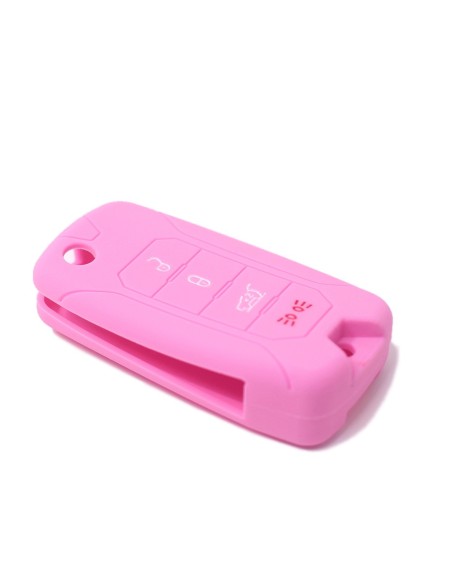 Guscio in Silicone Cover Chiave per Telecomando Jeep Renegade Cherokee 4 Tasti Rosa