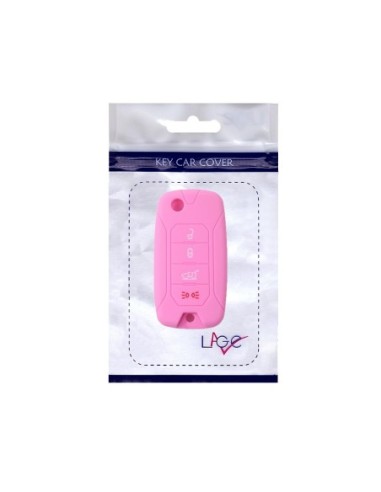 Guscio in Silicone Cover Chiave per Telecomando Jeep Renegade Cherokee 4 Tasti Rosa