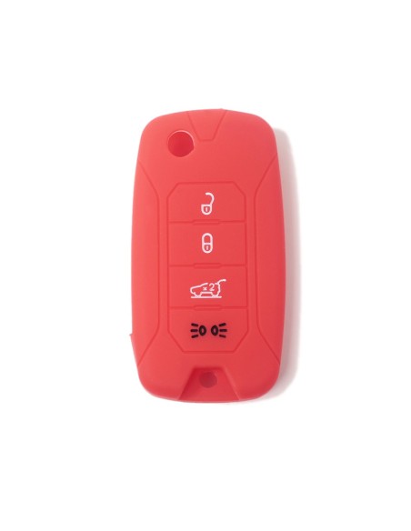 Guscio in Silicone Cover Chiave per Telecomando Jeep Renegade Cherokee 4 Tasti Rosso