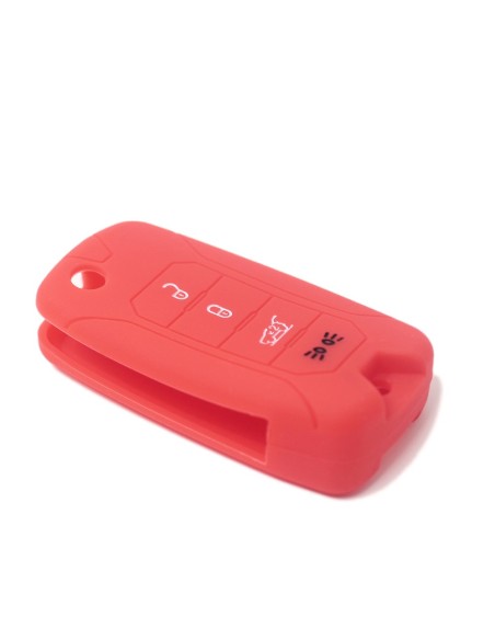 Guscio in Silicone Cover Chiave per Telecomando Jeep Renegade Cherokee 4 Tasti Rosso