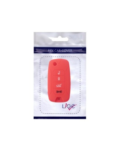 Guscio in Silicone Cover Chiave per Telecomando Jeep Renegade Cherokee 4 Tasti Rosso