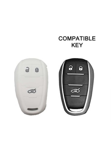 Guscio in Silicone Cover Chiave Telecomando Alfa Romeo 3 Tasti Bianco Giulia Stelvio Giulietta