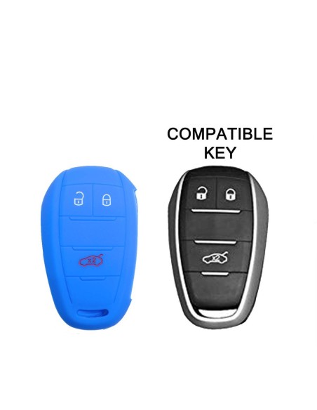 Guscio in Silicone Cover Chiave Telecomando Alfa Romeo 3 Tasti Blu Giulia Stelvio Giulietta