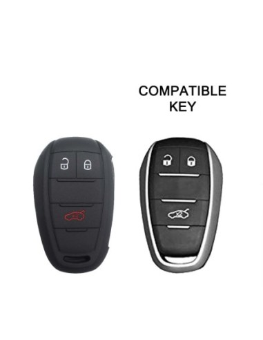 Guscio in Silicone Cover Chiave Telecomando Alfa Romeo 3 Tasti Nero Giulia Stelvio Giulietta