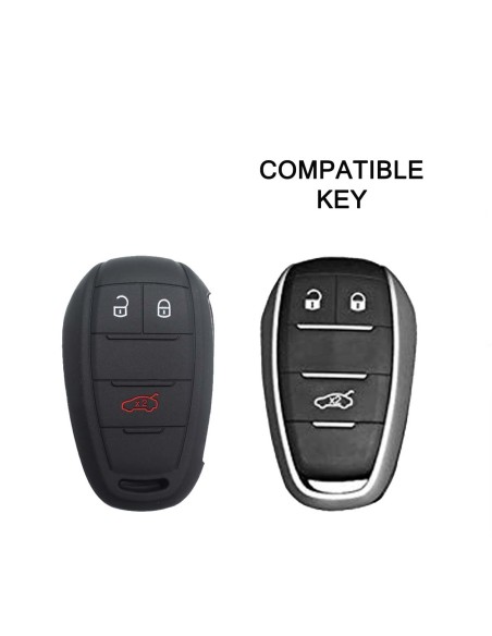 Guscio in Silicone Cover Chiave Telecomando Alfa Romeo 3 Tasti Nero Giulia Stelvio Giulietta