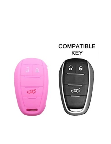 Guscio in Silicone Cover Chiave Telecomando Alfa Romeo 3 Tasti Rosa Giulia Stelvio Giulietta