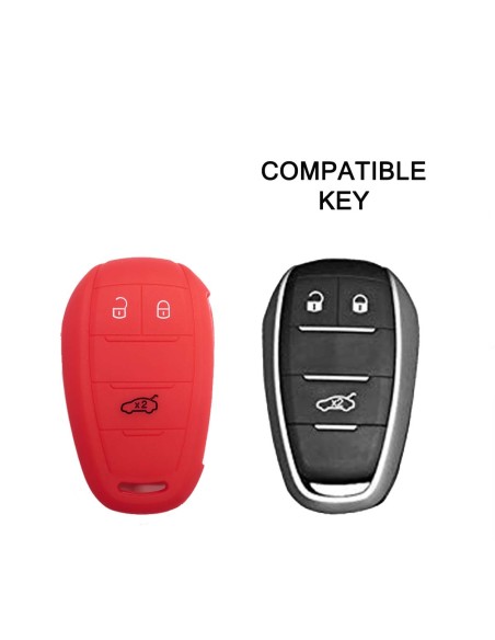 Guscio in Silicone Cover Chiave Telecomando Alfa Romeo 3 Tasti Rosso Giulia Stelvio Giulietta