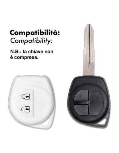 Guscio in Silicone Cover Chiave per Telecomando Suzuki 2 Tasti Bianco Suzuki Swift Vitara Jimny Gran Vitara Ignis Alto SX4 Liana Splash Baleno Karimun Wagon R Opel Agila Fiat Sedici
