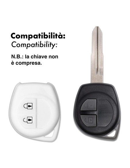 Guscio in Silicone Cover Chiave per Telecomando Suzuki 2 Tasti Bianco Suzuki Swift Vitara Jimny Gran Vitara Ignis Alto SX4 Liana Splash Baleno Karimun Wagon R Opel Agila Fiat Sedici