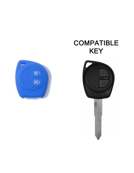 Guscio in Silicone Cover Chiave per Telecomando Suzuki 2 Tasti Blu Suzuki Swift Vitara Jimny Gran Vitara Ignis Alto SX4 Liana Splash Baleno Karimun Wagon R Opel Agila Fiat Sedici