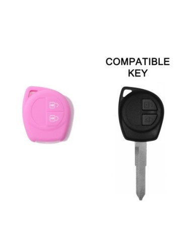 Guscio in Silicone Cover Chiave per Telecomando Suzuki 2 Tasti Rosa Suzuki Swift Vitara Jimny Gran Vitara Ignis Alto SX4 Liana Splash Baleno Karimun Wagon R Opel Agila Fiat Sedici