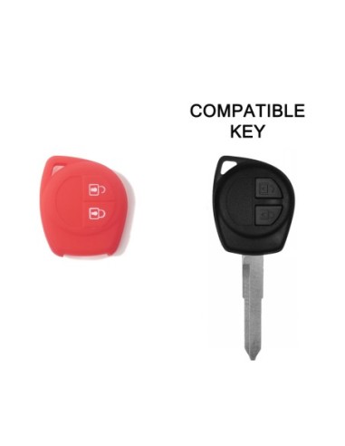 Guscio in Silicone Cover Chiave per Telecomando Suzuki 2 Tasti Rosso Suzuki Swift Vitara Jimny Gran Vitara Ignis Alto SX4 Liana Splash Baleno Karimun Wagon R Opel Agila Fiat Sedici
