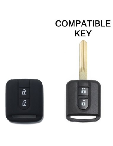 Guscio in Silicone Cover Chiave per Telecomando Nissan 2 Tasti Nero Qashqai Xtrail Micra Terrano Murano Almera Note Juke