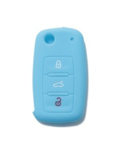 Guscio Silicone Cover Chiave per Telecomando Volkswagen Seat Skoda Portachiave Azzurro VW Golf Passat Polo Touran Tiguan Eos Sharan Touareg Phateon Caddy T5 Amarok Lupo Seat Altea Alhambra Leon Ibiza Exeo Cordoba Arosa Skoda Octavia Fabia Superb Roomster