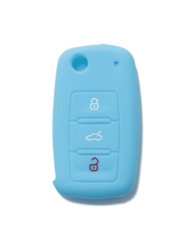 Guscio Silicone Cover Chiave per Telecomando Volkswagen Seat Skoda Portachiave Azzurro VW Golf Passat Polo Touran Tiguan Eos Sharan Touareg Phateon Caddy T5 Amarok Lupo Seat Altea Alhambra Leon Ibiza Exeo Cordoba Arosa Skoda Octavia Fabia Superb Roomster
