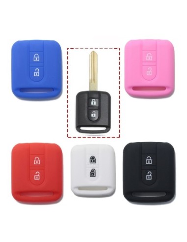 Guscio in Silicone Cover Chiave per Telecomando Nissan 2 Tasti Nero Qashqai Xtrail Micra Terrano Murano Almera Note Juke
